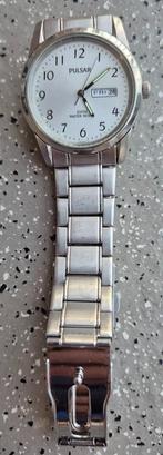 Pulsar vintage Quartz herenhorloge met datum., Overige merken, Staal, Staal, Verzenden