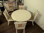 Ronde eettafel met 4 stoelen - wit, nette staat, Huis en Inrichting, Ophalen