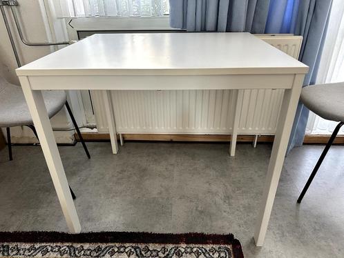 Ikea Uitschuifbare Eettafel – 80/120x70 Mat Wit, Huis en Inrichting, Tafels | Eettafels, Zo goed als nieuw, 50 tot 100 cm, 100 tot 150 cm