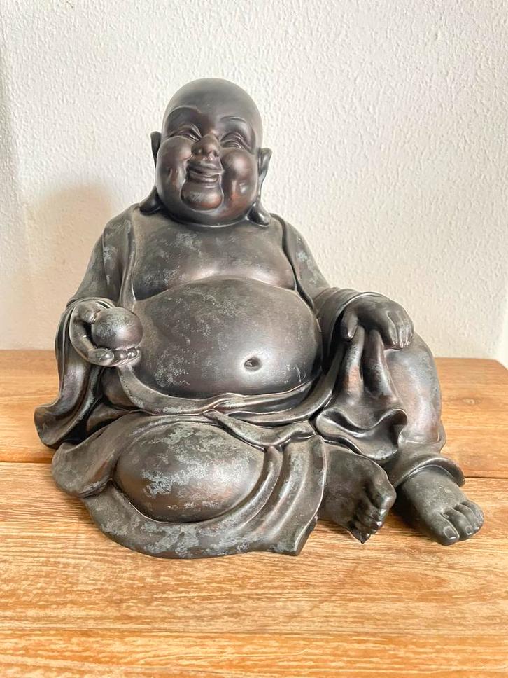 Polystone HAPPY BOEDDHA, Huis en Inrichting, Woonaccessoires | Boeddhabeelden, Zo goed als nieuw, Ophalen of Verzenden