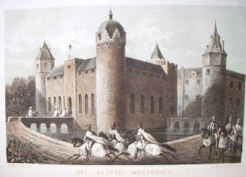 18  / Westhoven    het Kasteel  Litho 1854 beschikbaar voor biedingen