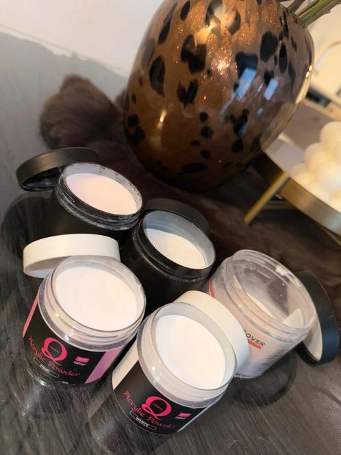 Acryl potjes, Sieraden, Tassen en Uiterlijk, Uiterlijk | Cosmetica en Make-up, Zo goed als nieuw, Handen en Nagels, Roze, Ophalen of Verzenden