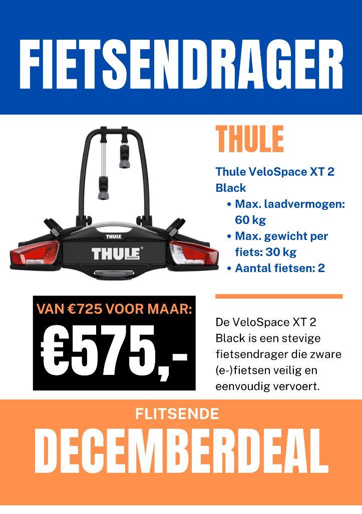Fietsendrager Thule VeloSpace XT 2, Auto diversen, Fietsendragers, Nieuw, Trekhaakdrager, 2 fietsen, Brede banden, Elektrische fiets