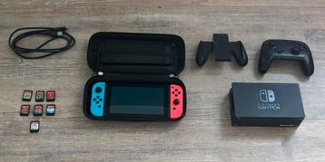 Nintendo switch 1+accessoires+8 spellen beschikbaar voor biedingen