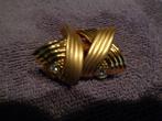 goudkl vintage clips met kristal nr or 0267, Ophalen of Verzenden, Overige materialen, Oorbellen