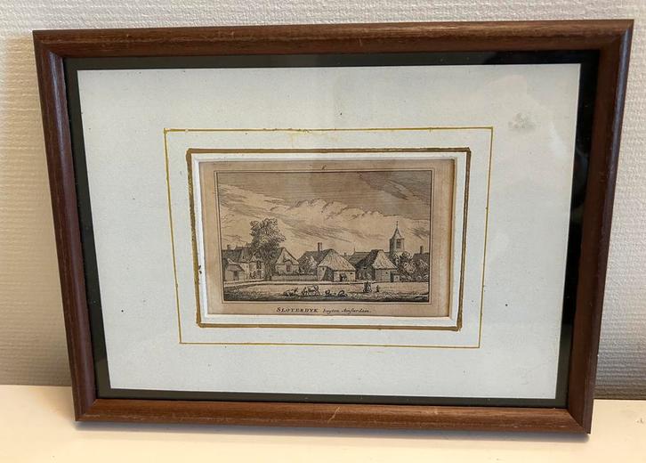 Sloterdijk buyten Amsterdam ingelijst 27cm x 20cm, Antiek en Kunst, Kunst | Etsen en Gravures, Ophalen