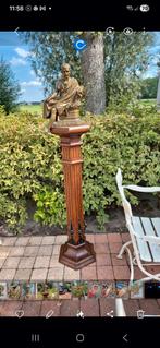 Prachtig bronzen beeld met pilaar, Antiek en Kunst, Antiek | Klokken, Ophalen