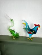 Beeldjes van glas(morano?) kip en reiger, Ophalen of Verzenden, Zo goed als nieuw