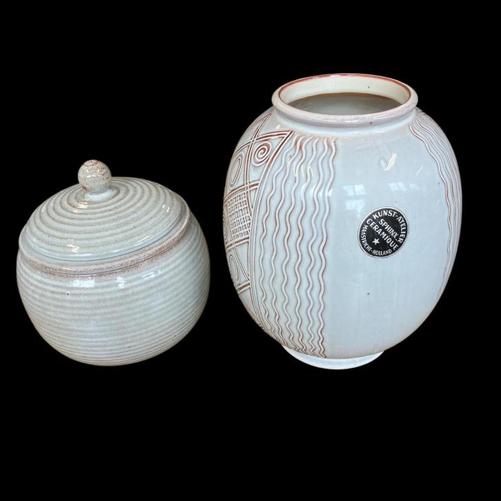 Sphinx dekselpot Wim Visser - Nieuwstaat - Zeldzaam model, Antiek en Kunst, Antiek | Keramiek en Aardewerk, Ophalen