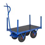 Handtrekwagen, hoekpalen, Flat Free Wielen 3000x1000x490 mm, Ophalen