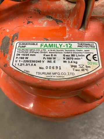 Tsurumi Family-12 Dompelpomp 80ltr per minuut beschikbaar voor biedingen