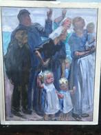 olieverf linnen vissersvolk klederdracht scheveningen, Antiek en Kunst, Ophalen of Verzenden