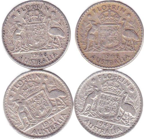 AUSTRALIA  FLORIN   2X 1946 -  1 X 1947  - 1X 1951  Zilver, Postzegels en Munten, Munten | Europa | Niet-Euromunten, Overige landen