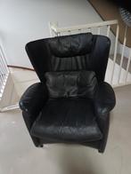 Zwart leren Sede stoel, Ophalen, Gebruikt, 75 tot 100 cm, Casual