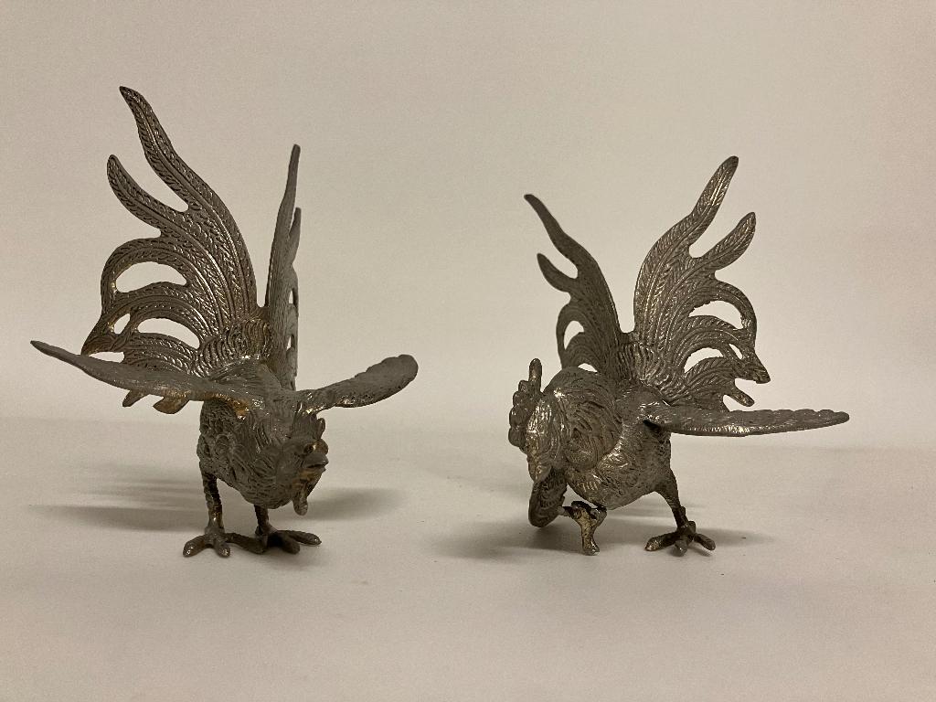 Verzilverde kemphanen vintage kemphanen, Ophalen of Verzenden