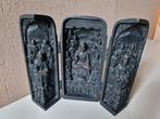 Uniek 3 luik zwart ebben hout sarcofaag met veel Boeddha's., Ophalen of Verzenden, Nieuw