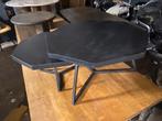 Salontafel set 8 kant zwart mango hout 88 & 70 cm, Ophalen, 50 tot 100 cm, Nieuw, 50 tot 100 cm