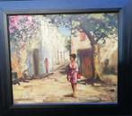 Z. Simons, Femme dans la rue du village Française. 75/65 cm., Antiek en Kunst, Ophalen