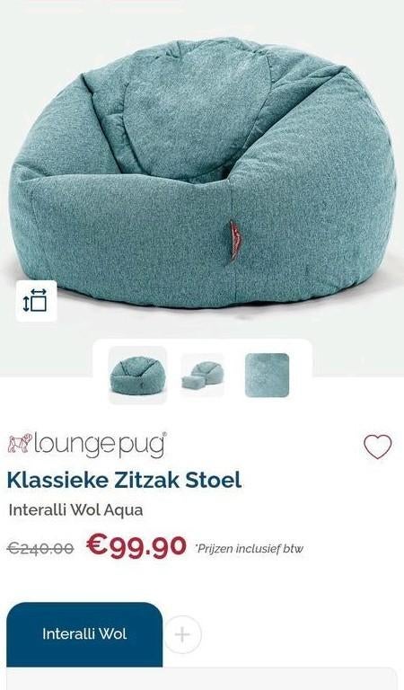 Klassieke zitzakstoel hoes, Huis en Inrichting, Zitzakken, Ophalen of Verzenden, Zo goed als nieuw, Blauw, Zitzakstoel