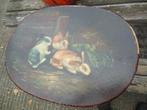 houten ovaal kist beschilderd en bekleed zwart van binnen, Gebruikt, 50 tot 100 cm, Ophalen of Verzenden, Minder dan 50 cm