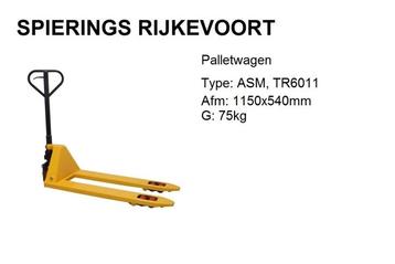 Palletwagen Spierings Rijkevoort pompwagen beschikbaar voor biedingen