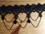 Victoriaans kanten choker en armband met rozenring, Ophalen, Overige materialen, Zwart, Nieuw