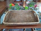 Groot dienblad Myanmar handmade riet rotan brocante strak, Ophalen of Verzenden
