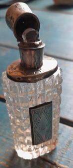 Vintage parfumflesje kristal en zilver met glazen stopper, Ophalen of Verzenden