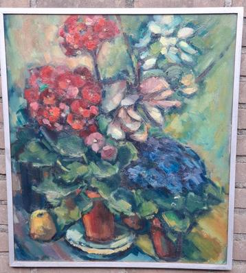Stilleven. Post-impressionistisch.  Sign. Verso. 53/63 cm. beschikbaar voor biedingen