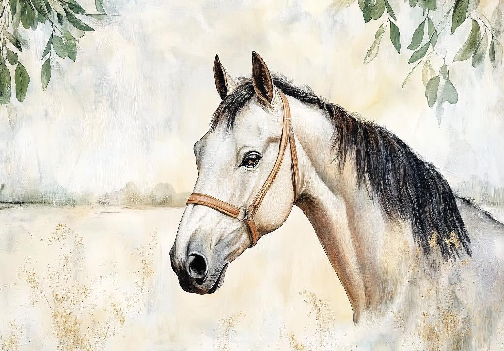 Wit Paard fotobehang, paardenbehang, schimmel, Muurdeco4kids, Verzenden, Minder dan 10 m², Wit, Paarden behang, schimmel, wit paard