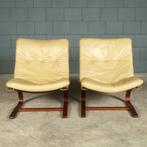 Kengu loungefauteuils – Elsa & Nordahl Solheim – Rybo Rykken, Huis en Inrichting, Fauteuils, Minder dan 75 cm, Vintage, Hout, Ophalen of Verzenden