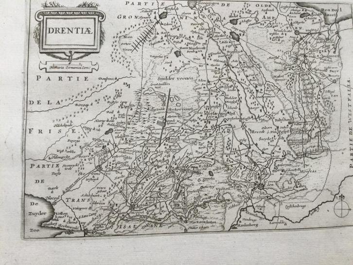 Drenthe, Assen, Meppel, Colom, 1660. Zeldzaam, Antiek en Kunst, Kunst | Etsen en Gravures, Verzenden