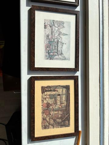 Set van 4 ingelijste prenten Anton Pieck beschikbaar voor biedingen