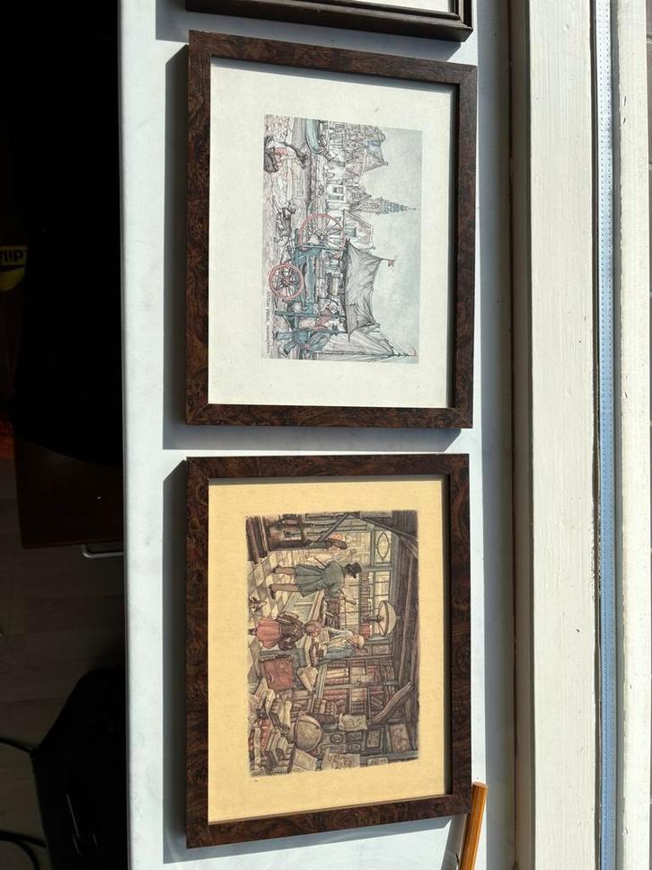 Set van 4 ingelijste prenten Anton Pieck, Antiek en Kunst, Kunst | Tekeningen en Foto's, Ophalen of Verzenden