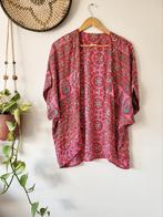 Bohemian zijde kimono roze paisley India hippie, Kleding | Dames, Ophalen of Verzenden, Roze, Zo goed als nieuw