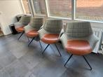 4x Zuiver Doulton Vintage stoel | Grijs / Cognac, Huis en Inrichting, Stoelen, Ophalen, Zuiver, Leer, Zo goed als nieuw