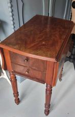 Antiek Frans klap tafeltje op wieltjes met 2 laatjes en 1, Ophalen