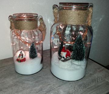 Grote Glazen Decoratie potten met handvat van touw beschikbaar voor biedingen