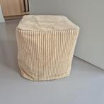 Opblaasbare poef van beige zachte ribstof, Huis en Inrichting, Banken | Voetenbanken en Poefen, Minder dan 50 cm, Vierkant, Minder dan 50 cm