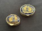 Franse pillendoosjes van kobaltblauw Limoges porselein, Antiek en Kunst, Ophalen of Verzenden