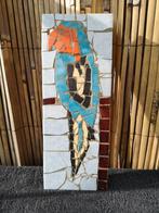 Vintage mozaïek schilderij van een papagaai, Ophalen of Verzenden