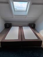 Boxspring 180 bij 220 cm (event incl. nachtkastjes), Huis en Inrichting, Ophalen, Bruin, Tweepersoons, Zo goed als nieuw