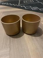 2 Leuke Gouden Bloempotten, Tuin en Terras, Bloempotten, Ophalen, Overige materialen, Rond, Binnen