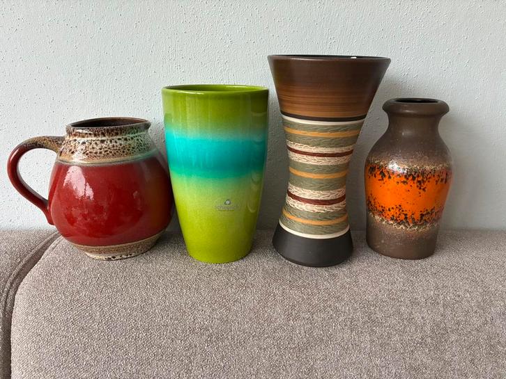 Vintage 4 West Germany Vazen zie omschrijving, Huis en Inrichting, Woonaccessoires | Vazen, Gebruikt, Overige kleuren, Minder dan 50 cm