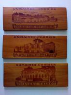 Houten Wijn/reclamebordjes.Vintage.Wijnchateaus Frankrijk, Ophalen of Verzenden