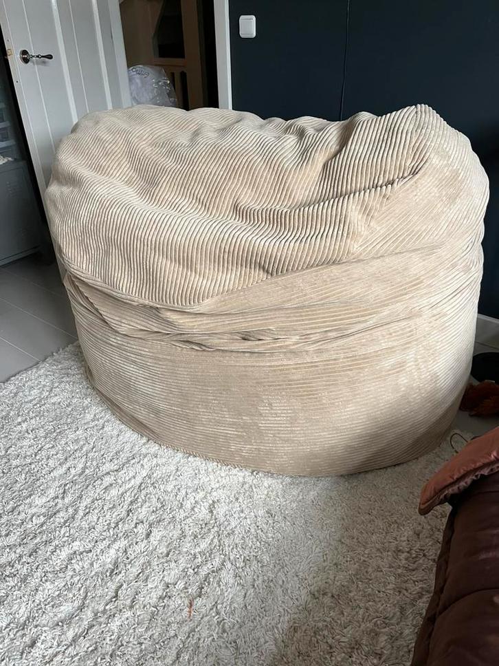 Large vetsak zitzak met extra buitenhoes, Huis en Inrichting, Zitzakken, Zo goed als nieuw, Zitzak, Beige, Ophalen