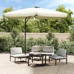 Parasol met stalen paal 300 cm zandwit gratis bezorgd, Ophalen of Verzenden, Nieuw, 3 tot 4 meter, Zweefparasol