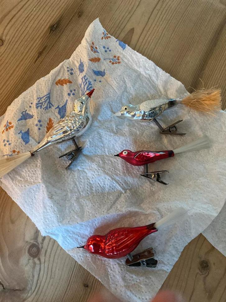 Vintage Kerstboomversiering Vogels, Antiek en Kunst, Antiek | Overige Antiek, Ophalen of Verzenden