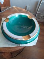 Vintage Smaragdgroene Asbak met Gouden Accenten, Antiek en Kunst, Ophalen of Verzenden