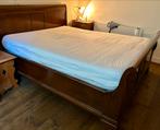 Houten bed met lattenbodem, Huis en Inrichting, Slaapkamer | Bedden, Ophalen, Gebruikt, Bruin, Tweepersoons
